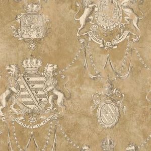Seabrook Designs OF30602 Olde Francais Brown Avignon Crest Wallpaper